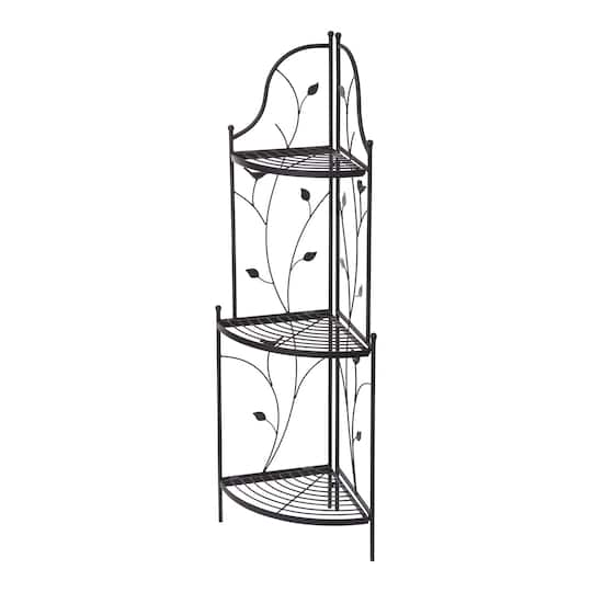 Glitzhome® 3-Tiered Metal Corner Shelf Planter Stand